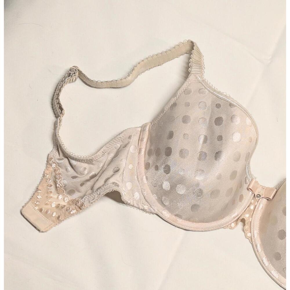 Wacoal 30DD Padded Wired Bra Nude Polka Dots EUC - Picture 3 of 5